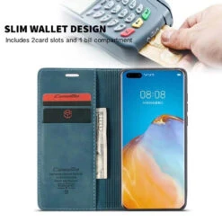 Blue Huawei P40 Premium CaseMe Thin Magnetic Wallet Case -Cheap NewCase Store CaseMe Huawei P40 013 Case Blue 2 73612.1603172668