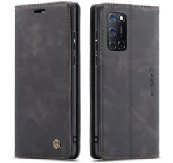 Black Oppo A52 CaseMe Compact Flip Premium Wallet Case