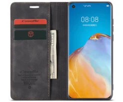 Black Oppo A72 CaseMe Compact Flip Premium Wallet Case