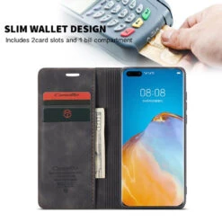 Black Huawei P40 Pro Genuine CaseMe Compact Flip Wallet Case -Cheap NewCase Store CaseMe Huawei P40 Pro 013 Case Black 2 43704.1603167815