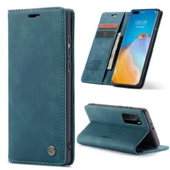 Blue Huawei P40 Pro CaseMe Synthetic Leather Wallet Case