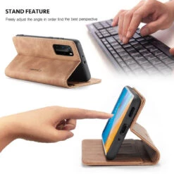 Brown CaseMe Synthetic Leather Wallet Case For Huawei P40 Pro -Cheap NewCase Store CaseMe Huawei P40 Pro 013 Case Brown 3 56909.1603168872