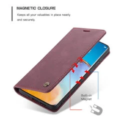 Red Wine CaseMe Synthetic Leather Wallet Case For Huawei P40 Pro -Cheap NewCase Store CaseMe Huawei P40 Pro 013 Case Red 1 06592.1603170660
