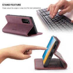 Red Wine CaseMe Synthetic Leather Wallet Case For Huawei P40 Pro -Cheap NewCase Store CaseMe Huawei P40 Pro 013 Case Red 3 92218.1603170647