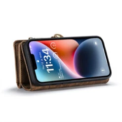 Brown IPhone 15 Plus Multi-Functional 2 In 1 Zipper Purse Wallet Case -Cheap NewCase Store EDA005409201A 4 66999.1695208420