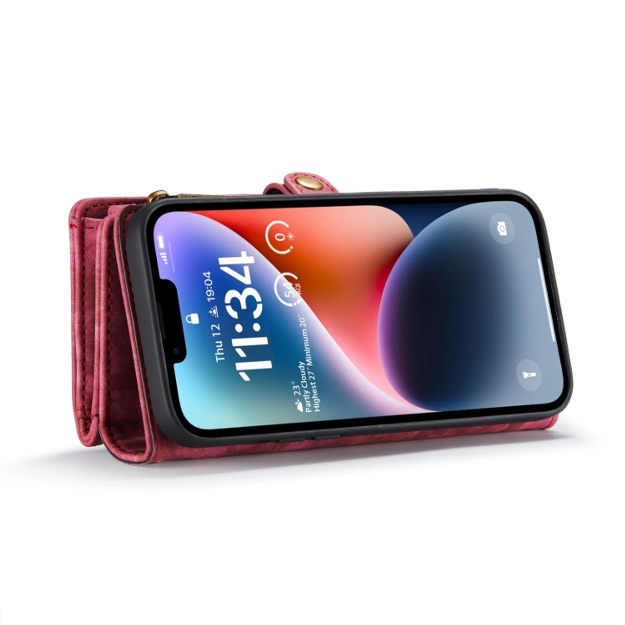 Red IPhone 15 Plus Multi-Functional 2 In 1 Zipper Purse Wallet Case 5 Red IPhone 15 Plus Multi-Functional 2 In 1 Zipper Purse Wallet Case - Image 5