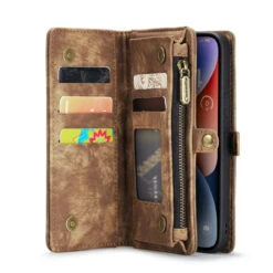 Brown 2 In 1 Retro Zipper Wallet Magnetic Case For IPhone 15 -Cheap NewCase Store EDA005409202A 3 51997.1695208412