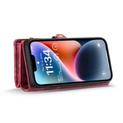 Red IPhone 15 Wallet Zipper Purse Removeable Magnetic Case -Cheap NewCase Store EDA005409202B 4 19918.1695208414