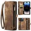Brown IPhone 15 Pro Max Multi-Functional Wallet Detachable Magnetic Case