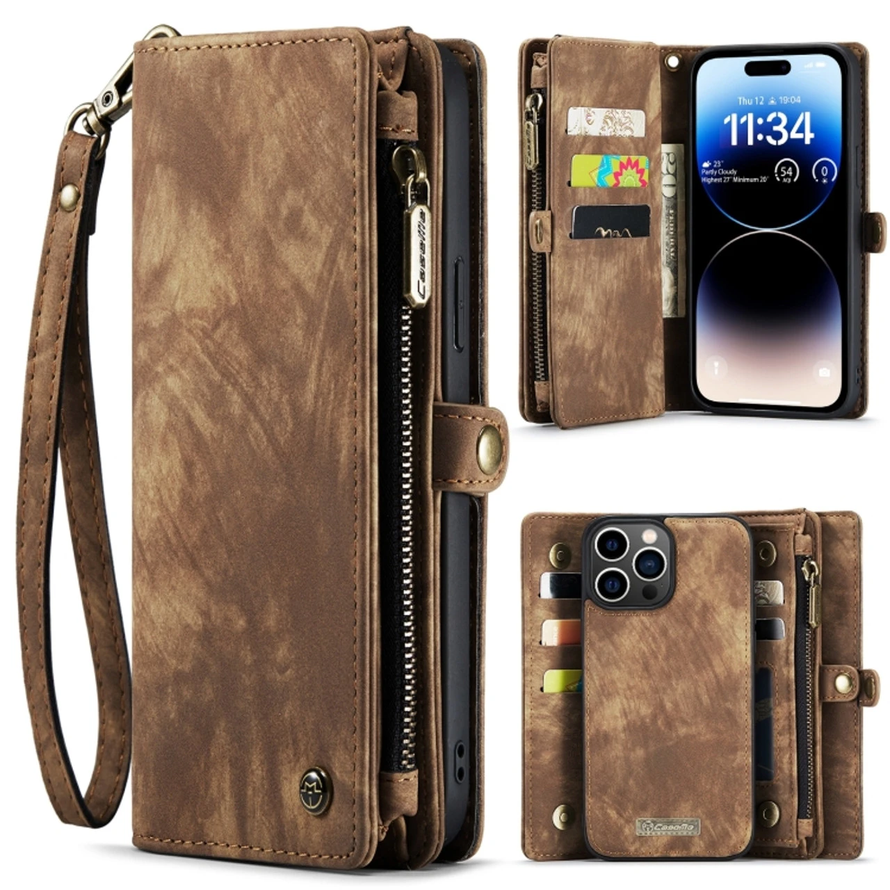 Brown IPhone 15 Pro Max Multi-Functional Wallet Detachable Magnetic Case 1 Brown IPhone 15 Pro Max Multi-Functional Wallet Detachable Magnetic Case