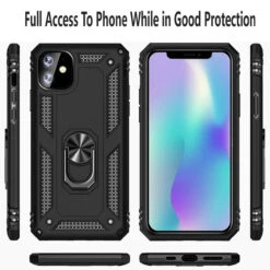 Black IPhone 12 Mini Rugged Armour 360 Rotating Metal Ring Case -Cheap NewCase Store EF 76679.1658188407