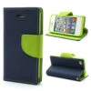 IPhone 4 / 4S Mercury Goospery Fancy Diary Wallet Case - Navy / Green