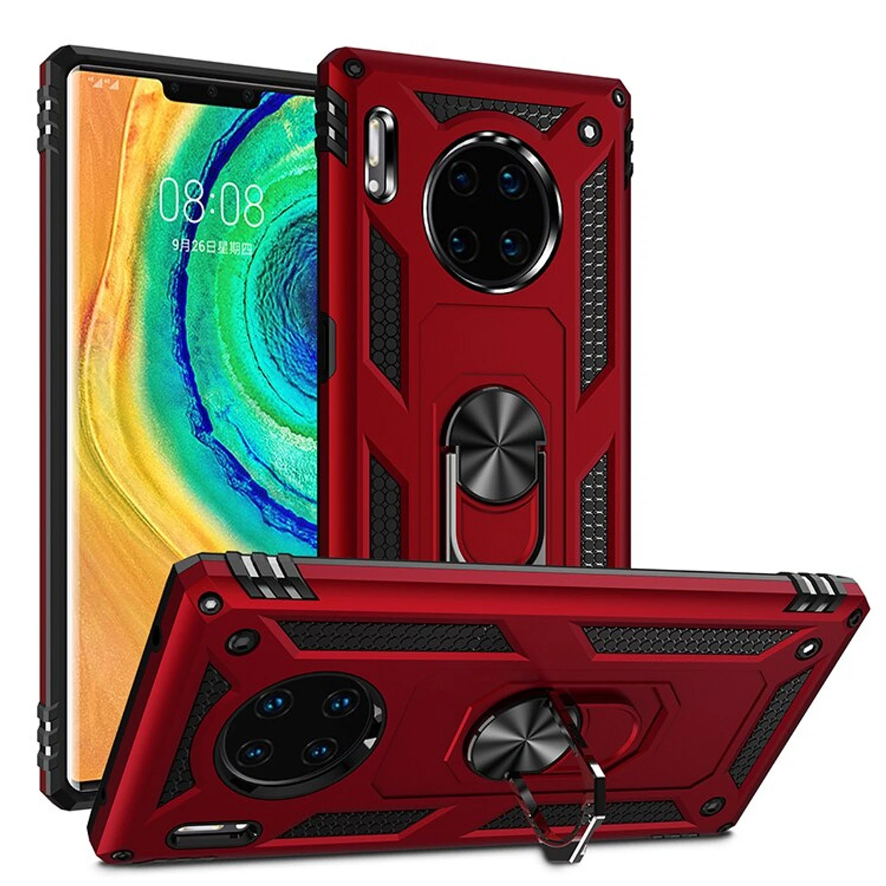 Red Rugged Armour 360 Rotating Metal Ring Case For Huawei Mate 30 Pro 1 Red Rugged Armour 360 Rotating Metal Ring Case For Huawei Mate 30 Pro