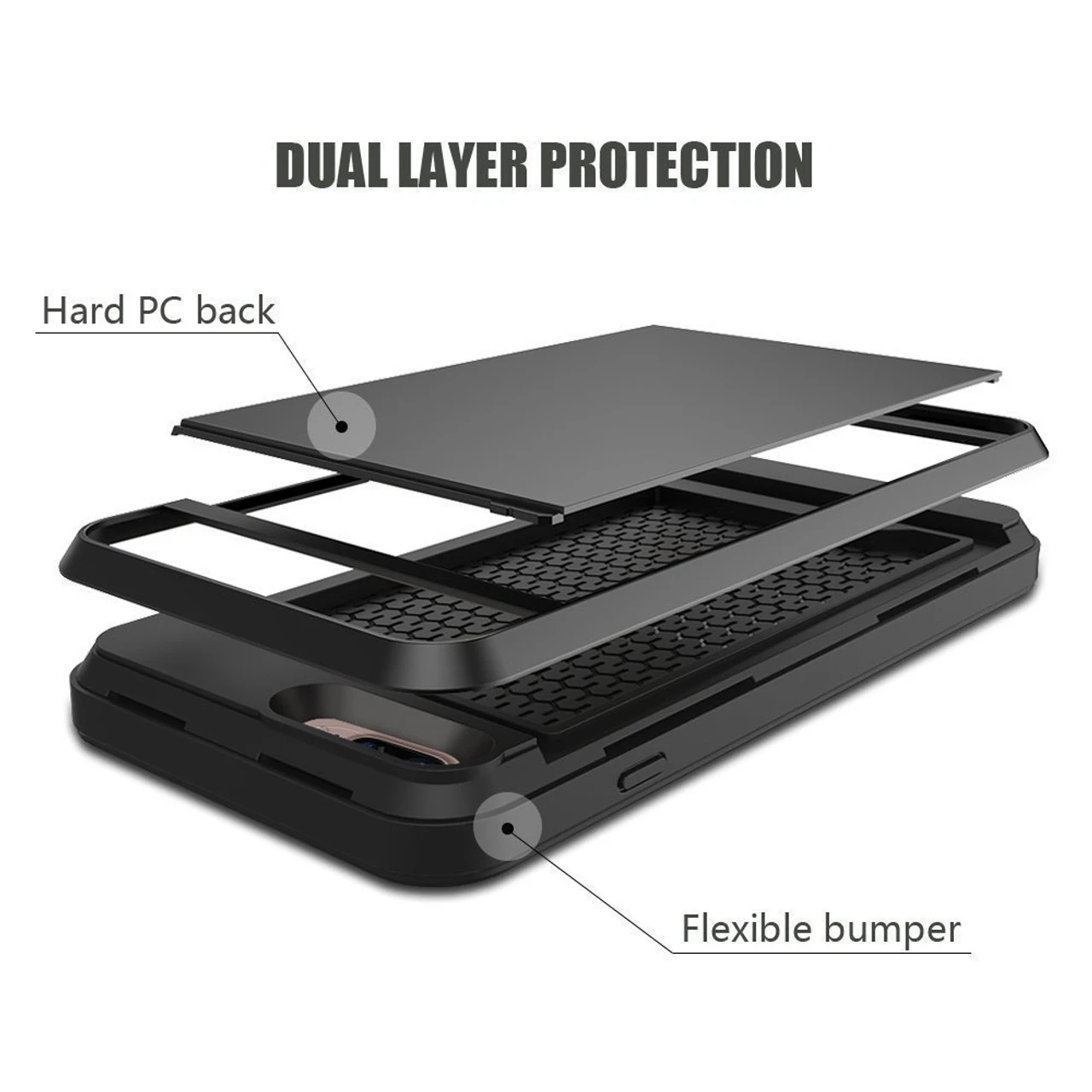 Black Apple IPhone 7 / 8 Slide Armor Shockproof Case Cover 2 Black Apple IPhone 7 / 8 Slide Armor Shockproof Case Cover - Image 2