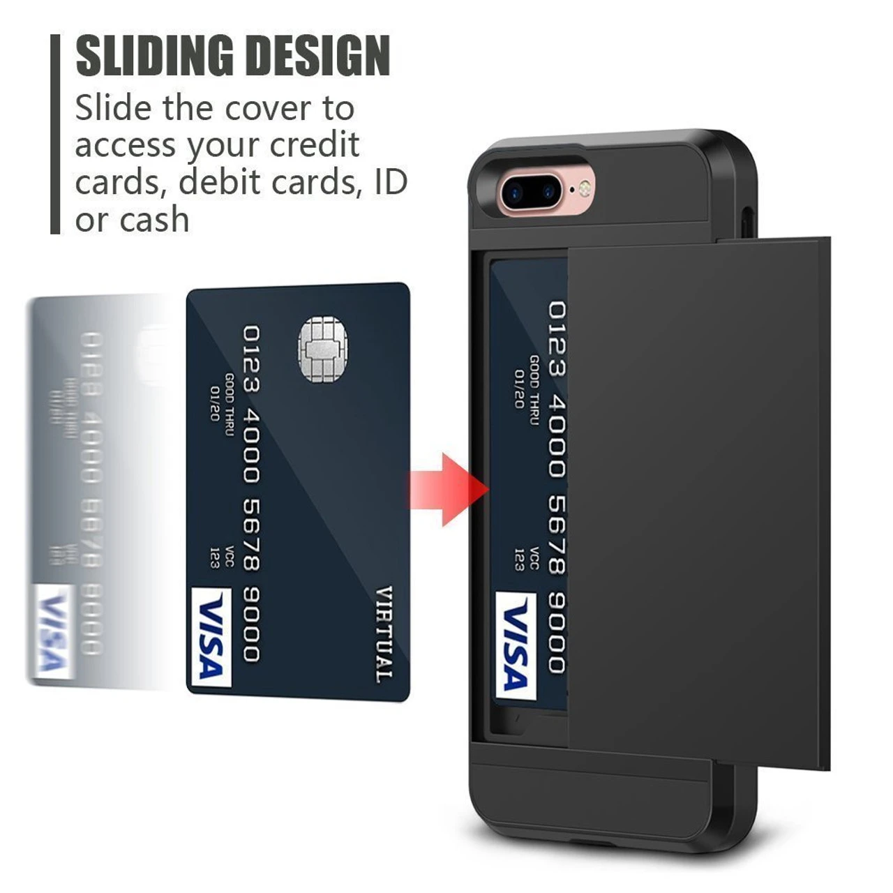 Black Apple IPhone 7 / 8 Slide Armor Shockproof Case Cover 3 Black Apple IPhone 7 / 8 Slide Armor Shockproof Case Cover - Image 3