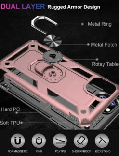 Rose Gold Heavy Duty 360 Rotating Metal Ring Stand Case For IPhone 12 Mini -Cheap NewCase Store RGSGD 13822.1604844590