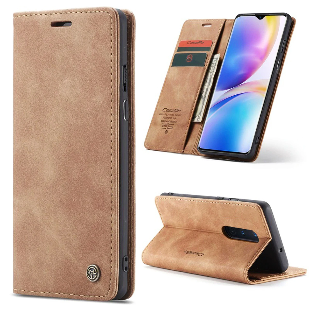 Vintage Brown Oppo R17 Pro CaseMe Compact Flip Wallet Case 4 Vintage Brown Oppo R17 Pro CaseMe Compact Flip Wallet Case - Image 4