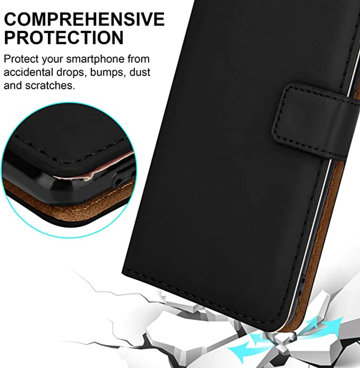 Genuine Leather Smart Wallet Case For Samsung Galaxy A21s 3 Genuine Leather Smart Wallet Case For Samsung Galaxy A21s - Image 3