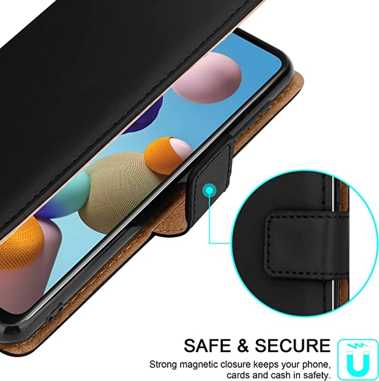 Genuine Leather Smart Wallet Case For Samsung Galaxy A21s 2 Genuine Leather Smart Wallet Case For Samsung Galaxy A21s - Image 2