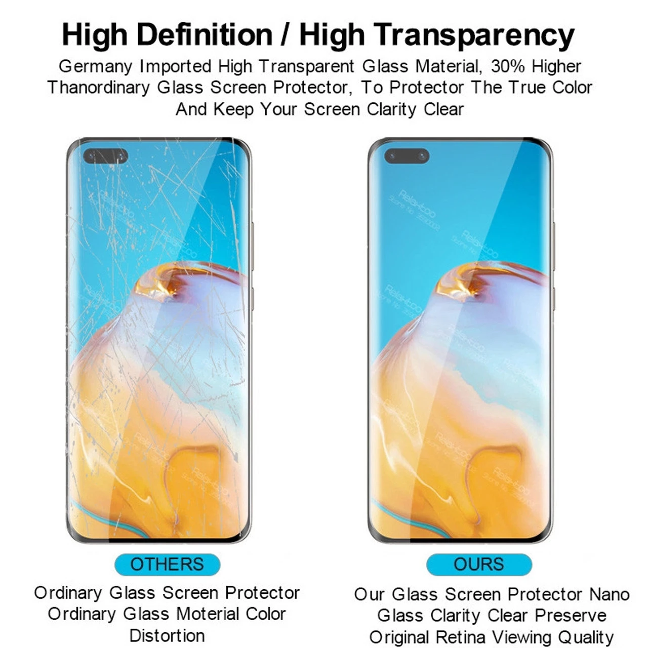 Clear Huawei P40 Pro 9D Tempered Glass Screen Protector 4 Clear Huawei P40 Pro 9D Tempered Glass Screen Protector - Image 4