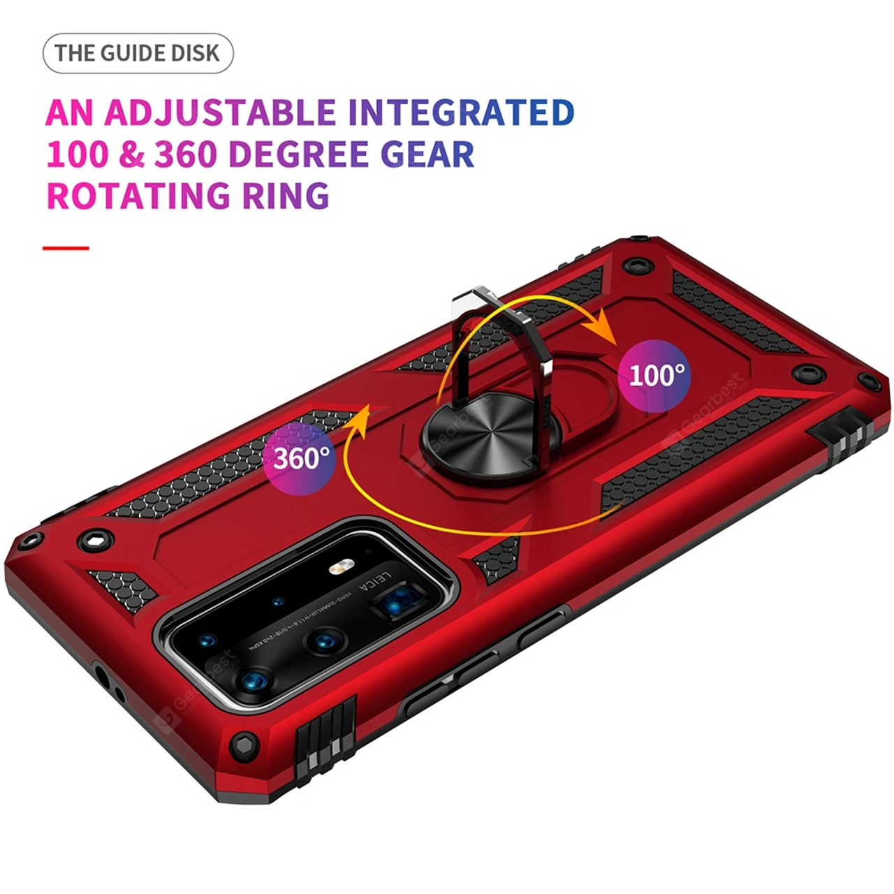 Red Huawei P40 Rugged Armour 360 Rotating Metal Ring Case 5 Red Huawei P40 Rugged Armour 360 Rotating Metal Ring Case - Image 5