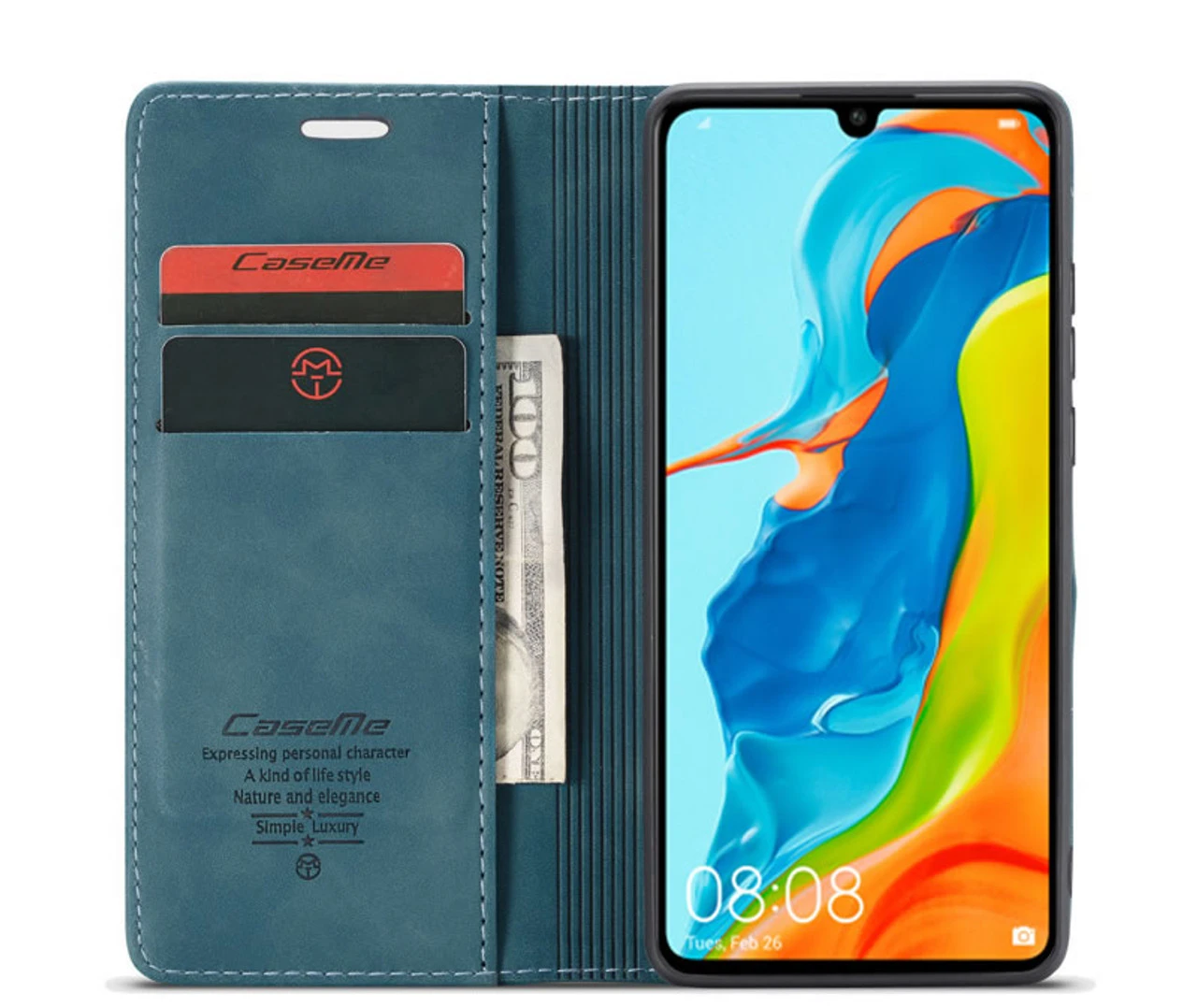 Blue CaseMe Synthetic Leather Wallet Case For Huawei P30 Lite 5 Blue CaseMe Synthetic Leather Wallet Case For Huawei P30 Lite - Image 5
