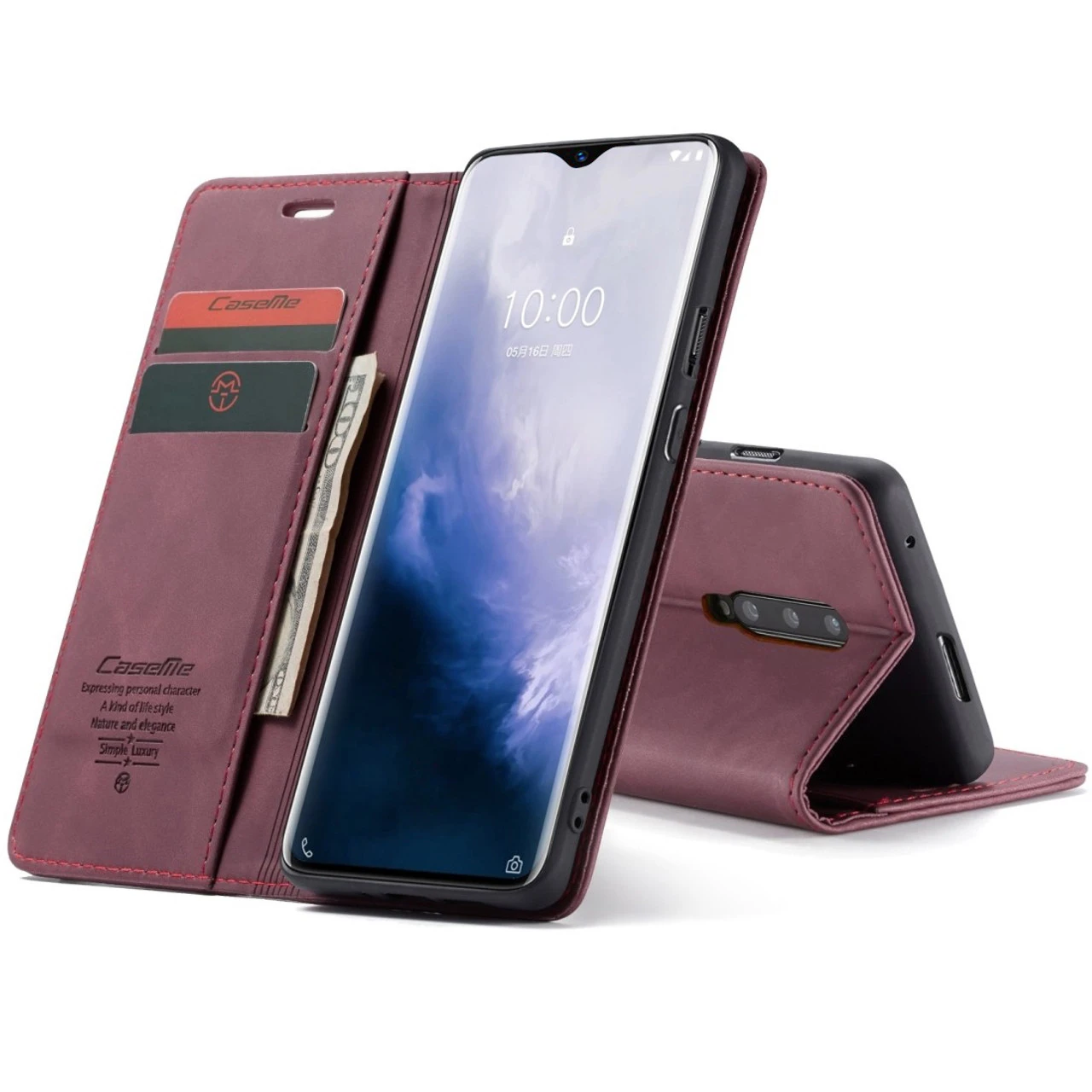 Red Wine Oppo R17 Pro CaseMe Compact Flip Magnetic Wallet Case 3 Red Wine Oppo R17 Pro CaseMe Compact Flip Magnetic Wallet Case - Image 3