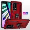 Red Huawei P40 Pro Slim Armour 360 Rotating Metal Ring Stand Case
