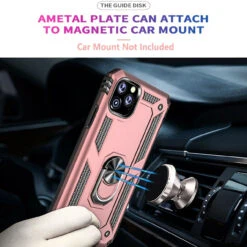Rose Gold Heavy Duty 360 Rotating Metal Ring Stand Case For IPhone 12 / 12 Pro -Cheap NewCase Store ffgd 91628.1604853962