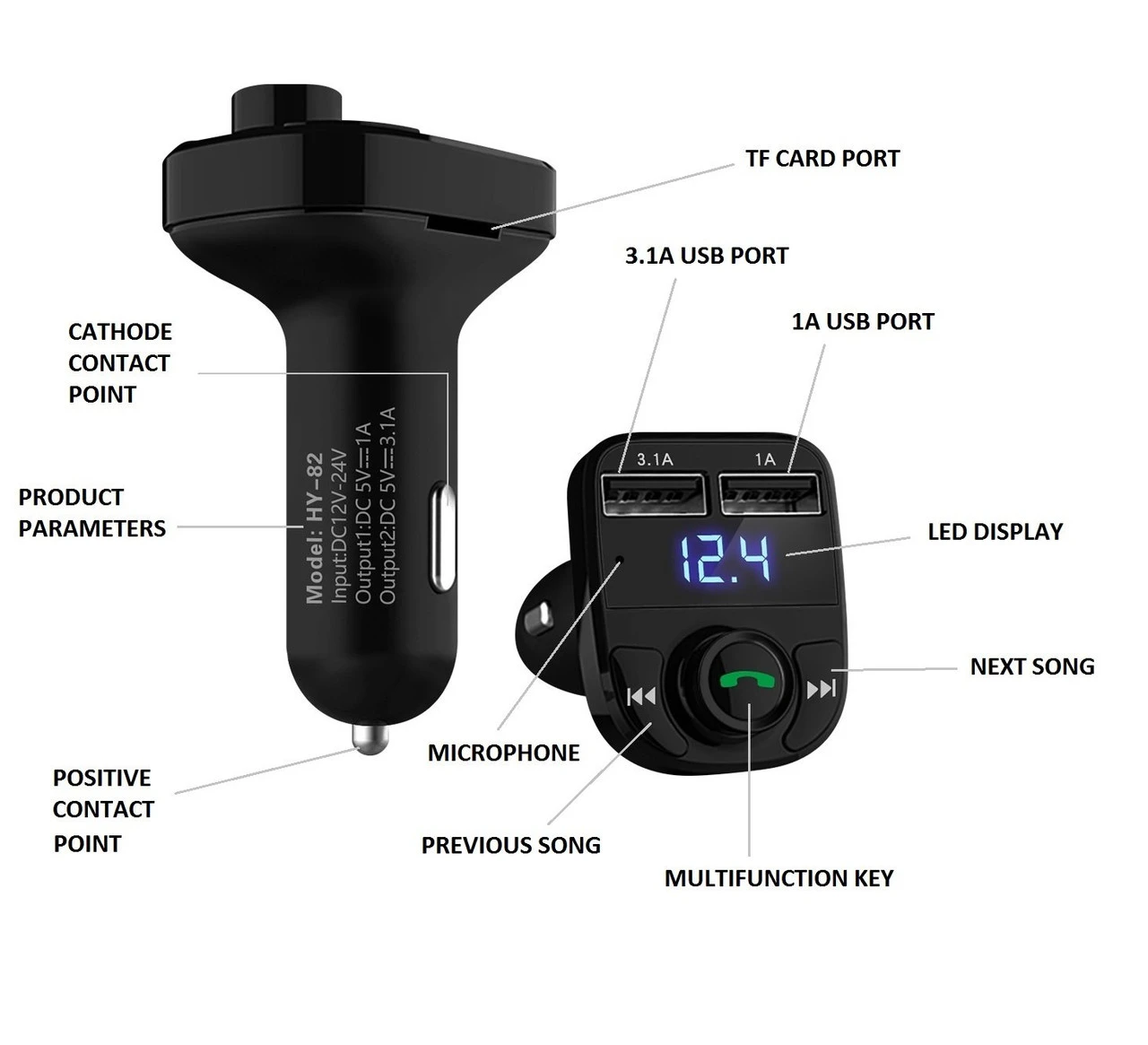 FM Transmitter Aux Modulator Wireless Bluetooth Handsfree Car Kit 2 FM Transmitter Aux Modulator Wireless Bluetooth Handsfree Car Kit - Image 2