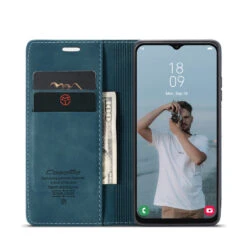 Blue CaseMe Slim Soft Wallet Case Cover For Galaxy A04s
