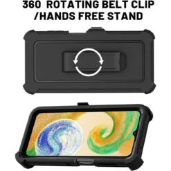 Black Military Full Body Shock Proof Defender Case For Galaxy A04s -Cheap NewCase Store galaxy a04s military grade defender holster case black 6 69084.1684989049