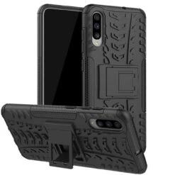 Front Page 40 Black Samsung Galaxy A20 / A30 Heavy Duty Kickstand Defender Case