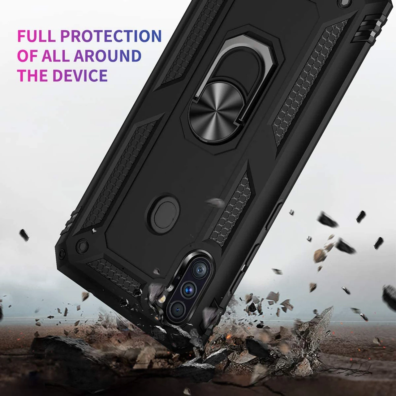 Black Galaxy A11 Shock Proof 360 Rotating Metal Ring Stand Case 2 Black Galaxy A11 Shock Proof 360 Rotating Metal Ring Stand Case - Image 2