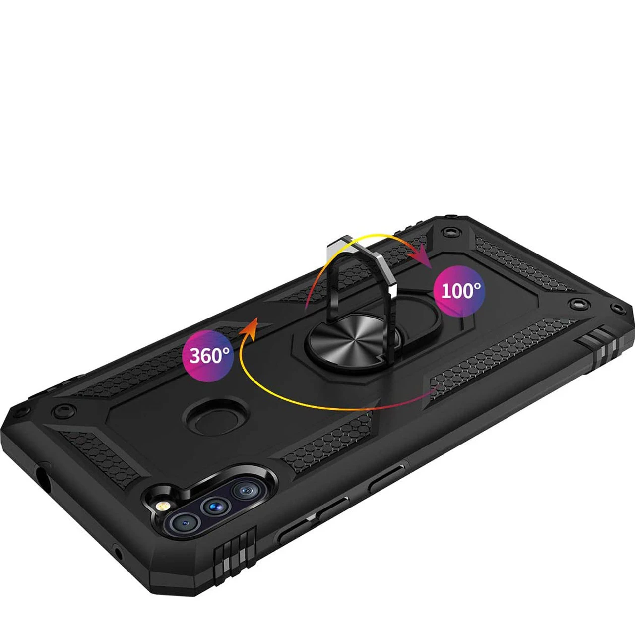 Black Galaxy A11 Shock Proof 360 Rotating Metal Ring Stand Case 3 Black Galaxy A11 Shock Proof 360 Rotating Metal Ring Stand Case - Image 3