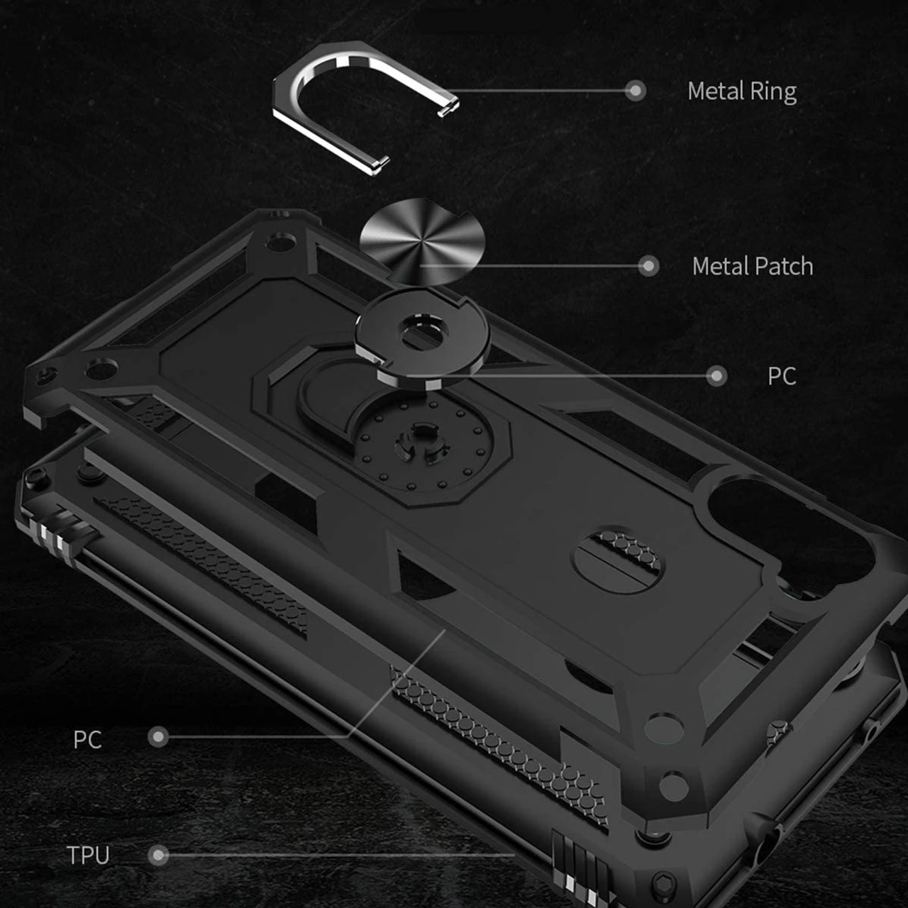 Black Galaxy A11 Shock Proof 360 Rotating Metal Ring Stand Case 5 Black Galaxy A11 Shock Proof 360 Rotating Metal Ring Stand Case - Image 5