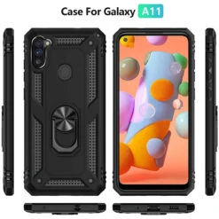 Black Galaxy A11 Shock Proof 360 Rotating Metal Ring Stand Case 11 Black Galaxy A11 Shock Proof 360 Rotating Metal Ring Stand Case -Cheap NewCase Store galaxy a11 metal ring kickstand case black 6 98792.1636938393