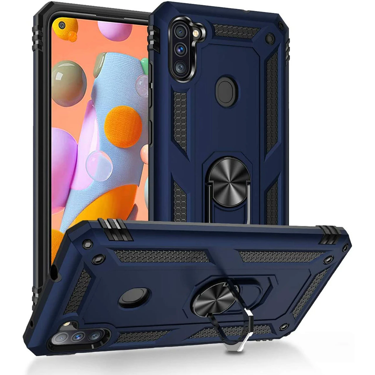 Navy Heavy Duty 360 Rotating Metal Ring Stand Case For Galaxy A11 1 Navy Heavy Duty 360 Rotating Metal Ring Stand Case For Galaxy A11