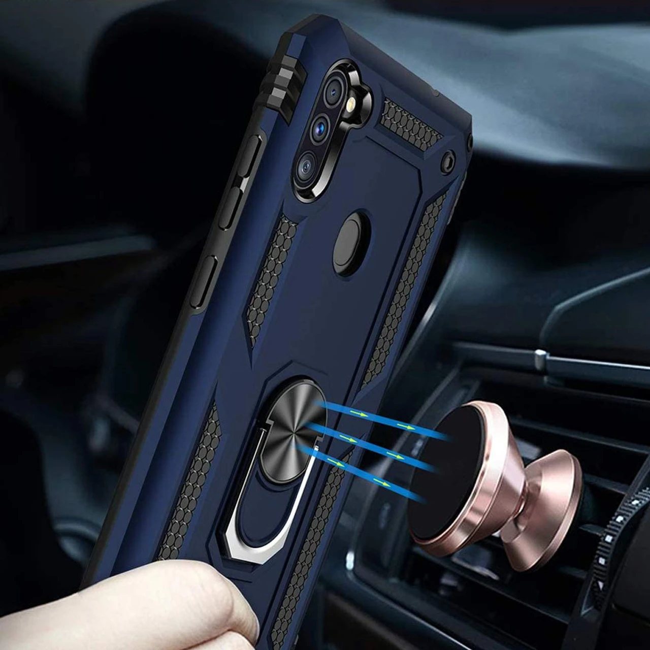 Navy Heavy Duty 360 Rotating Metal Ring Stand Case For Galaxy A11 4 Navy Heavy Duty 360 Rotating Metal Ring Stand Case For Galaxy A11 - Image 4