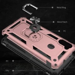 Rose Gold Galaxy A11 Heavy Duty 360 Rotating Metal Ring Stand Case -Cheap NewCase Store galaxy a11 metal ring kickstand case rose gold 3 41754.1602195994