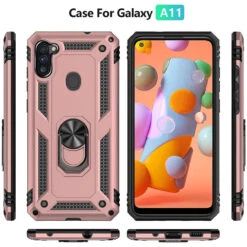 Rose Gold Galaxy A11 Heavy Duty 360 Rotating Metal Ring Stand Case -Cheap NewCase Store galaxy a11 metal ring kickstand case rose gold 6 07053.1602196001