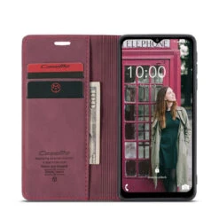 Wine CaseMe Slim Soft Wallet Case Cover For Galaxy A12