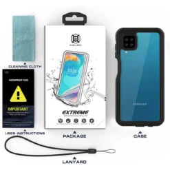 Black Waterproof Shockproof Dirtproof Defender Case For Galaxy A12 -Cheap NewCase Store galaxy a12 waterproof case black 4 82450.1689224350