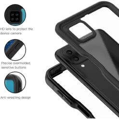 Black Waterproof Shockproof Dirtproof Defender Case For Galaxy A12 -Cheap NewCase Store galaxy a12 waterproof case black 6 63895.1689224350