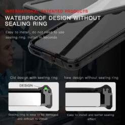 Black Waterproof Shockproof Dirtproof Defender Case For Galaxy A12 -Cheap NewCase Store galaxy a12 waterproof case black 7 60249.1689224350