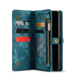 Blue 2 In 1 Retro Zipper Wallet Magnetic Case For Galaxy A13 5G