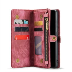 Red Wallet Zipper Purse Removeable Magnetic Case For Galaxy A13 5G