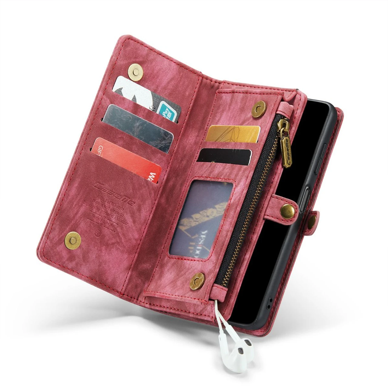 Red Wallet Zipper Purse Removeable Magnetic Case For Galaxy A13 5G 8 Red Wallet Zipper Purse Removeable Magnetic Case For Galaxy A13 5G - Image 8