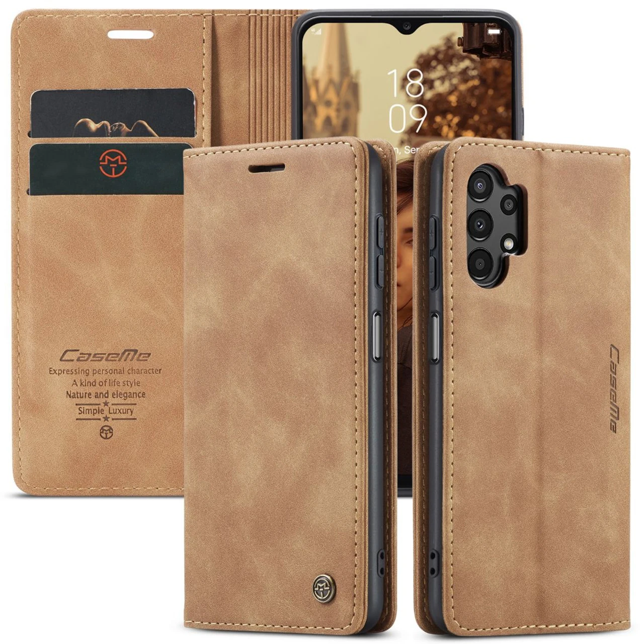 Brown Galaxy A13 CaseMe Slim Quality 2 Card Slot Wallet Case 1 Brown Galaxy A13 CaseMe Slim Quality 2 Card Slot Wallet Case