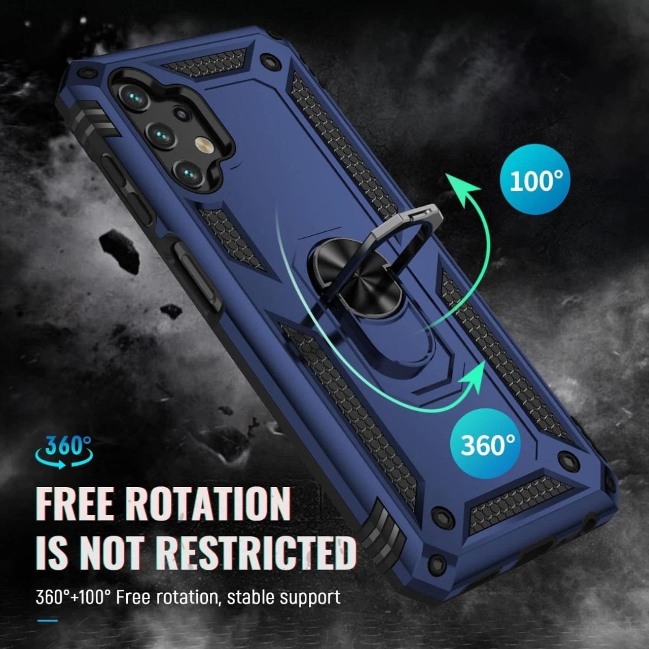 Navy Galaxy A13 360 Rotating Ring Shock Proof Case 10 Navy Galaxy A13 360 Rotating Ring Shock Proof Case - Image 10